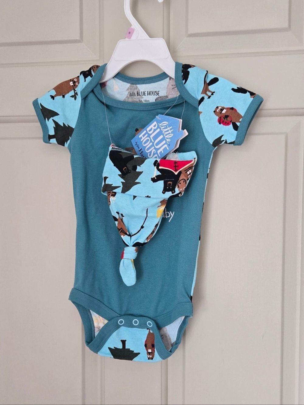 New Light Blue House / Hatley Short Sleeve Onesie